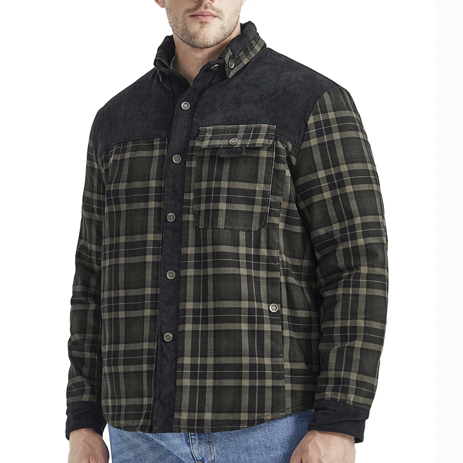 Sherpa-Lined Flannel Shirt Jacket - Image 7