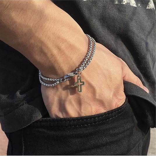 Double Layer Cross Chain Bracelet - Image 2